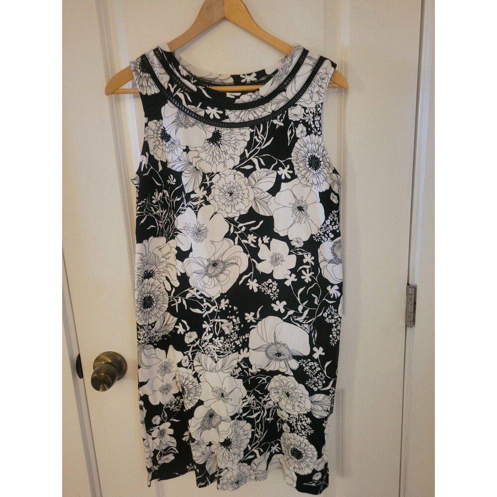 TALBOTS Black and White Tank Dress Petite Medium